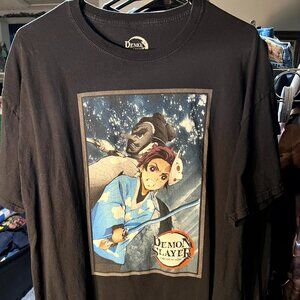 Demon Slayer Kimetsu No Yaiba Black Graphic Print Tee T-Shirt SZ XL